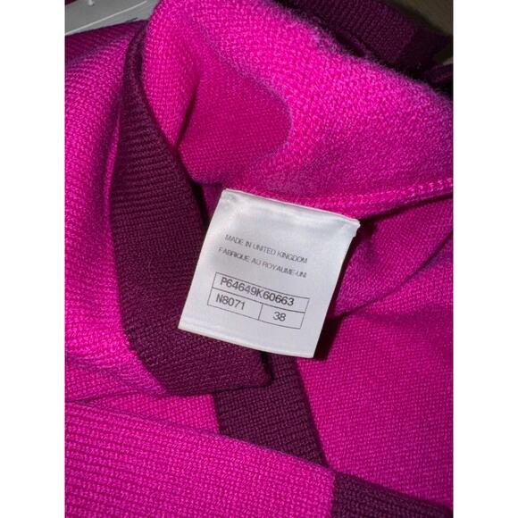 Chanel 20A Purple Pink Cashmere Gold CC Logo Long Sleeve Cardigan Sweater 38 - Picture 10 of 11